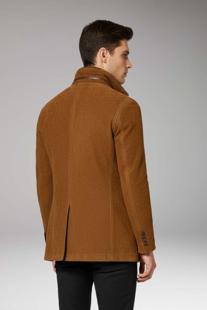 Men’s Jacket with Notched Collar and Button Fastening