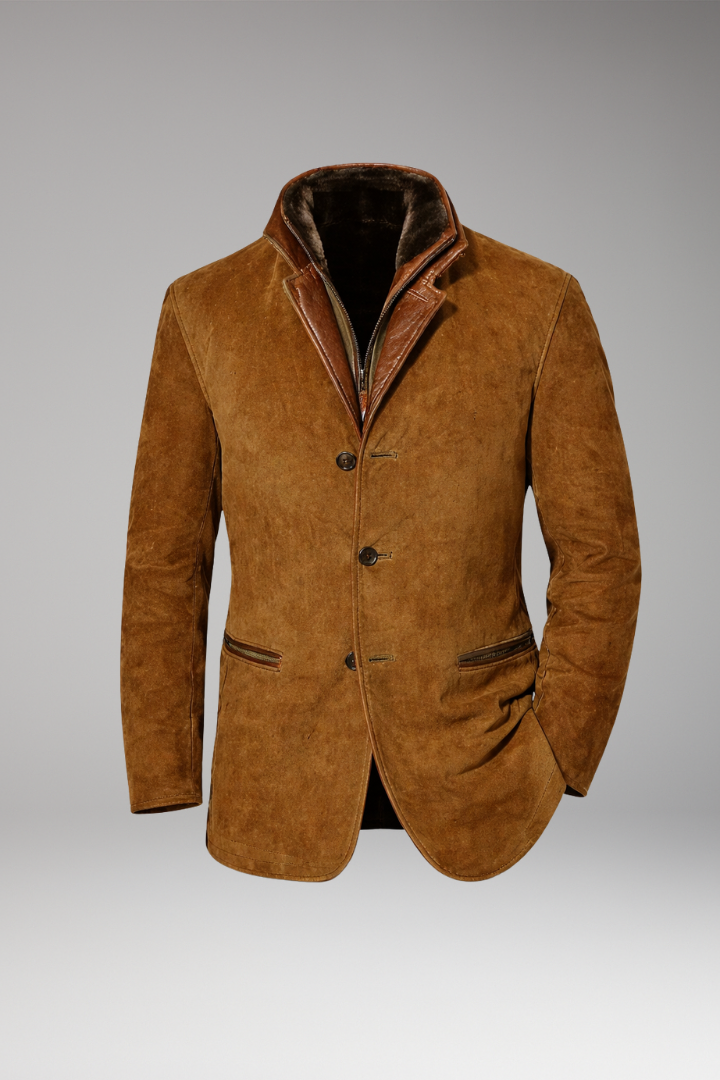 Men’s Jacket with Notched Collar and Button Fastening