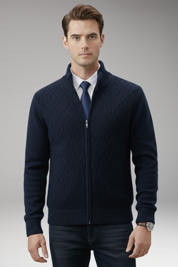 Men’s Jacket with Quilted Body and Knitted Sleeves