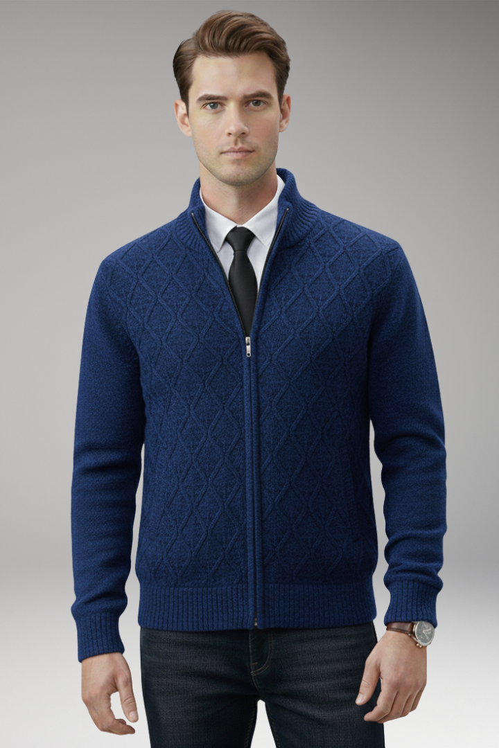 Men’s Jacket with Quilted Body and Knitted Sleeves