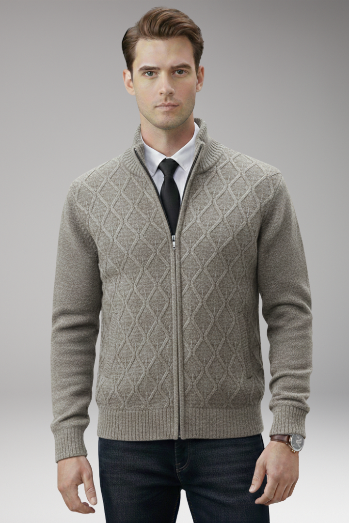 Men’s Jacket with Quilted Body and Knitted Sleeves