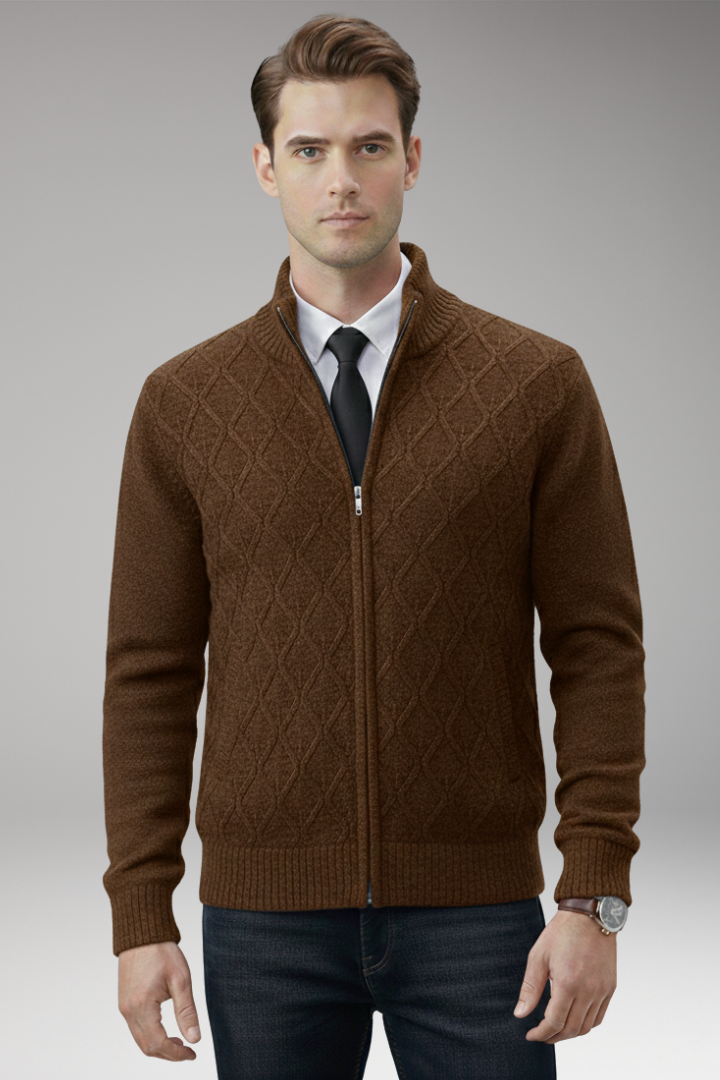 Men’s Jacket with Quilted Body and Knitted Sleeves