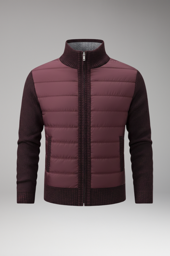 Men’s Jacket with Quilted Body and Knitted Sleeves