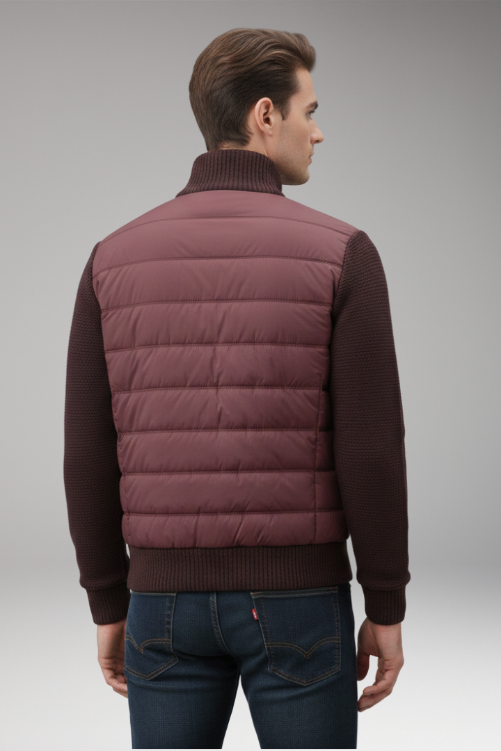 Men’s Jacket with Quilted Body and Knitted Sleeves