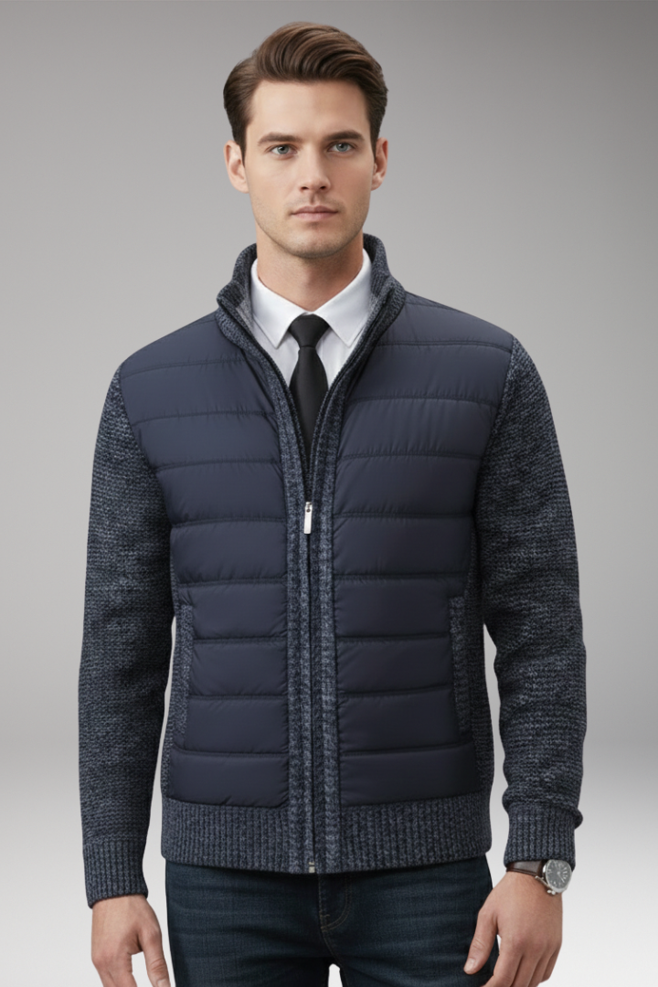 Men’s Jacket with Quilted Body and Knitted Sleeves