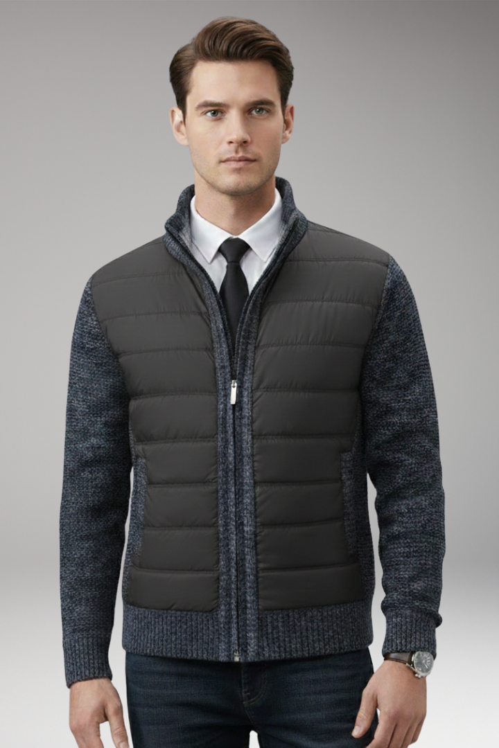 Men’s Jacket with Quilted Body and Knitted Sleeves