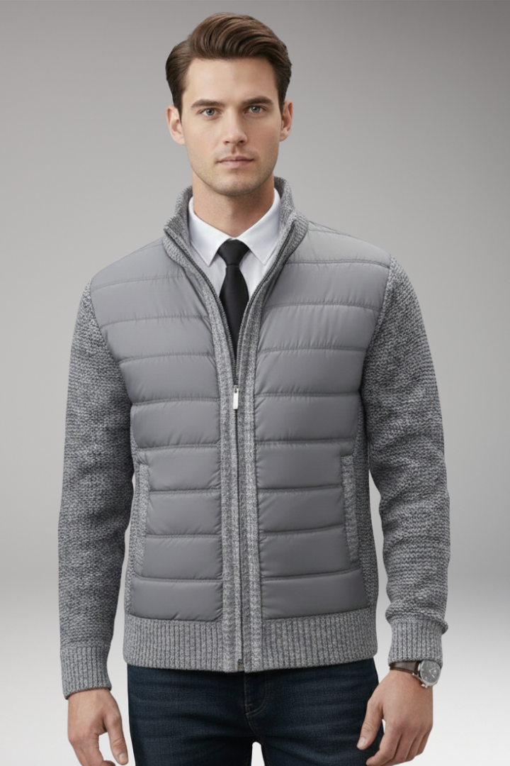 Men’s Jacket with Quilted Body and Knitted Sleeves