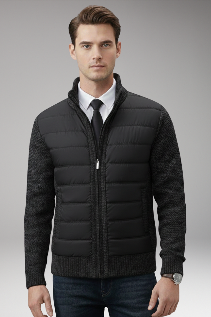Men’s Jacket with Quilted Body and Knitted Sleeves