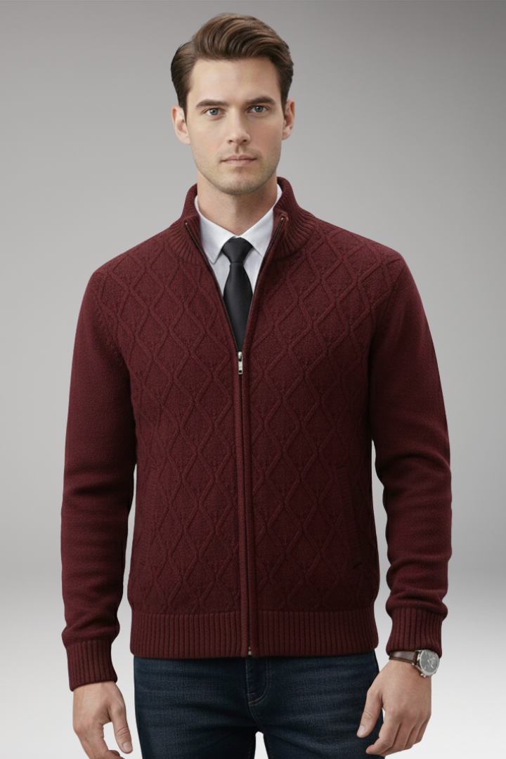 Men’s Jacket with Quilted Body and Knitted Sleeves