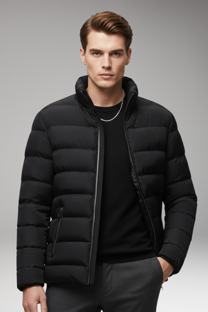Men’s Jacket with Quilted Surface and Zip Pockets