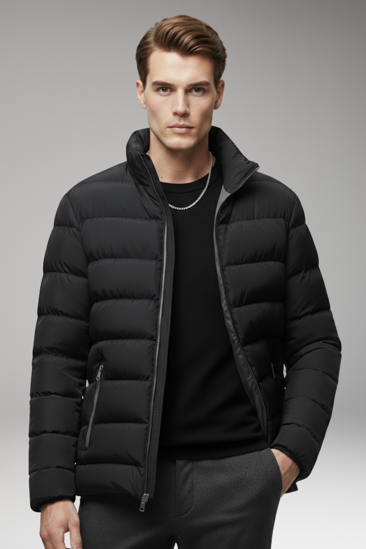 Men’s Jacket with Quilted Surface and Zip Pockets
