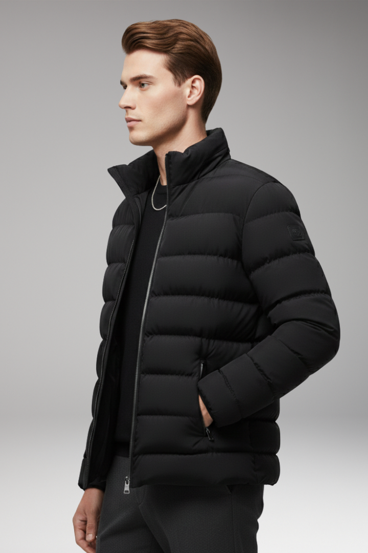 Men’s Jacket with Quilted Surface and Zip Pockets