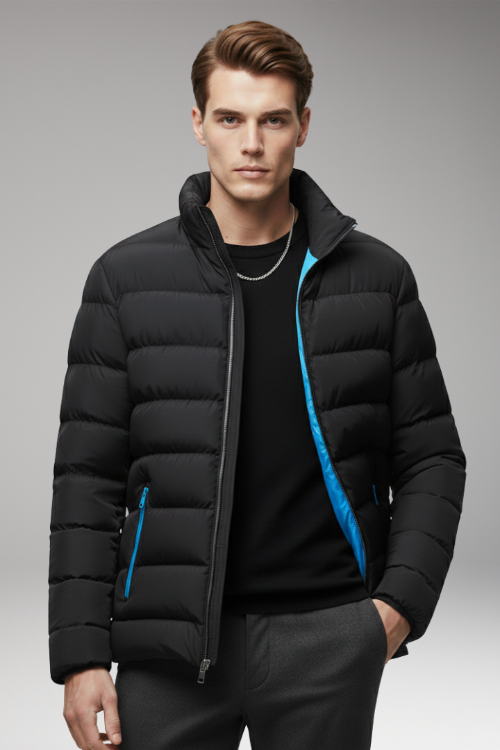 Men’s Jacket with Quilted Surface and Zip Pockets