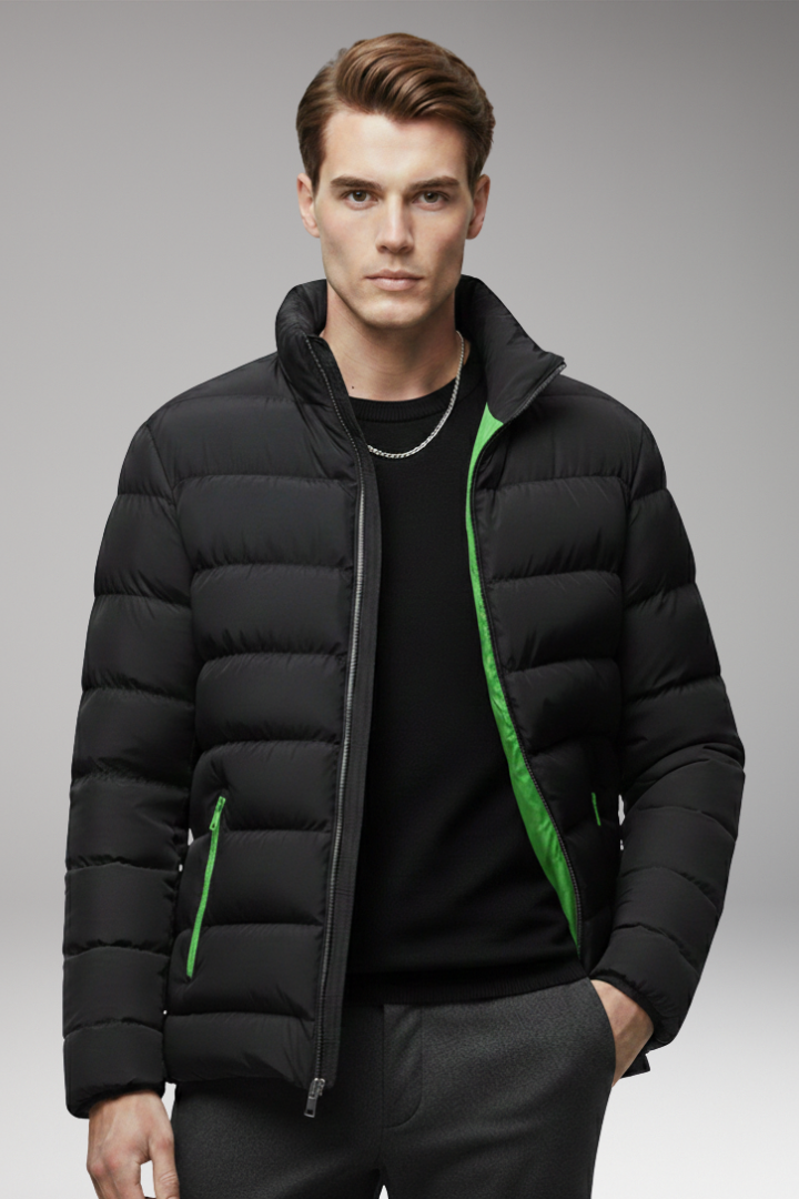 Men’s Jacket with Quilted Surface and Zip Pockets
