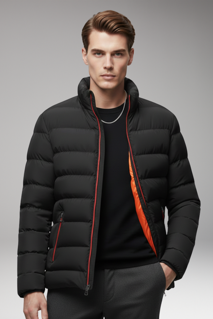 Men’s Jacket with Quilted Surface and Zip Pockets