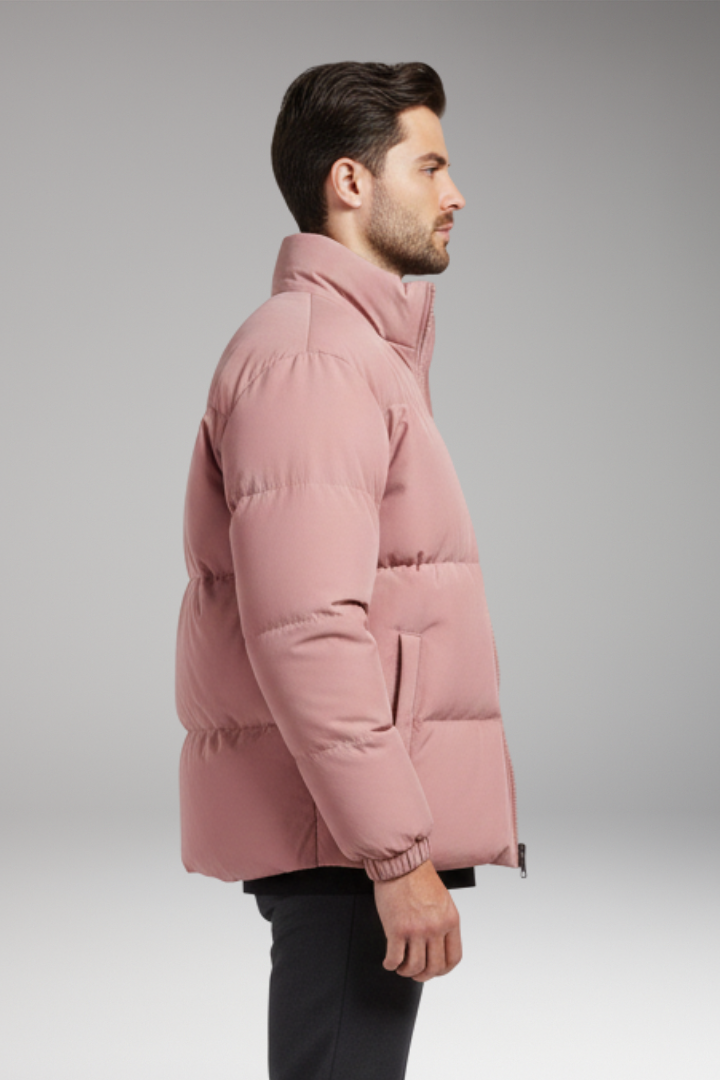 Men’s Jacket with Quilted Surface and Zipper Closure