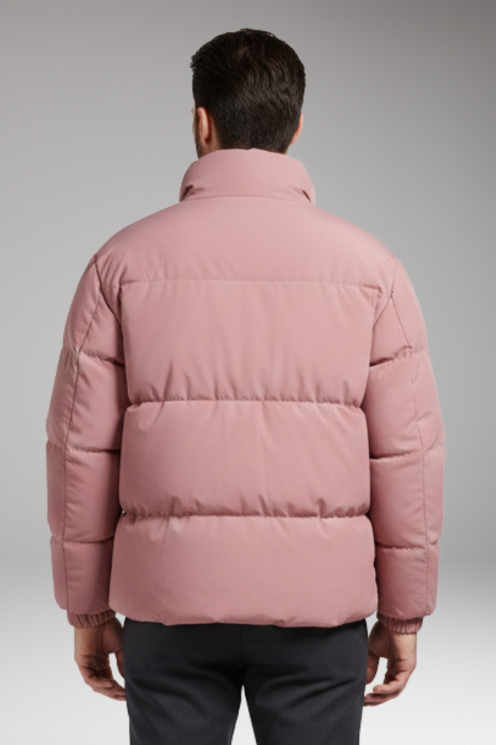Men’s Jacket with Quilted Surface and Zipper Closure