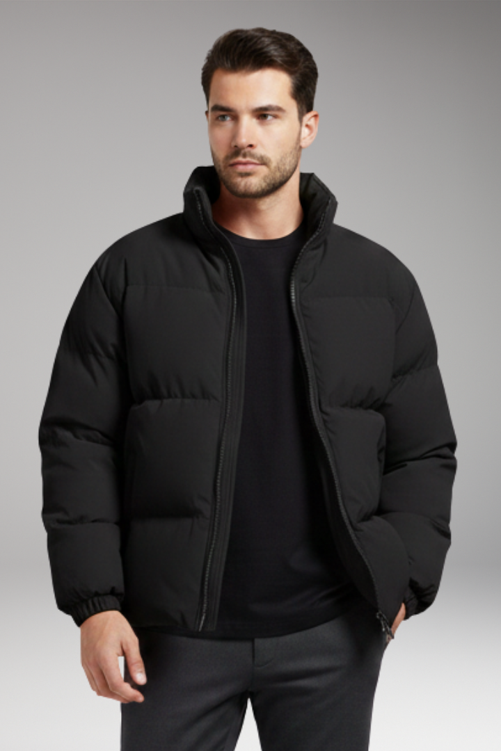 Men’s Jacket with Quilted Surface and Zipper Closure