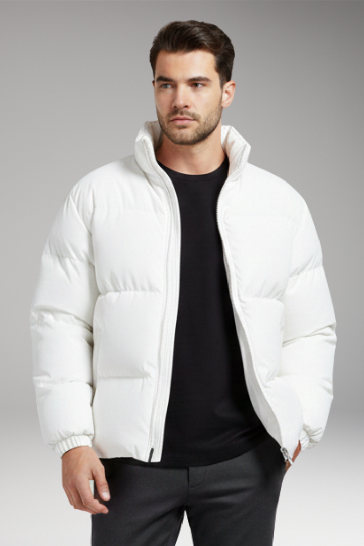Men’s Jacket with Quilted Surface and Zipper Closure