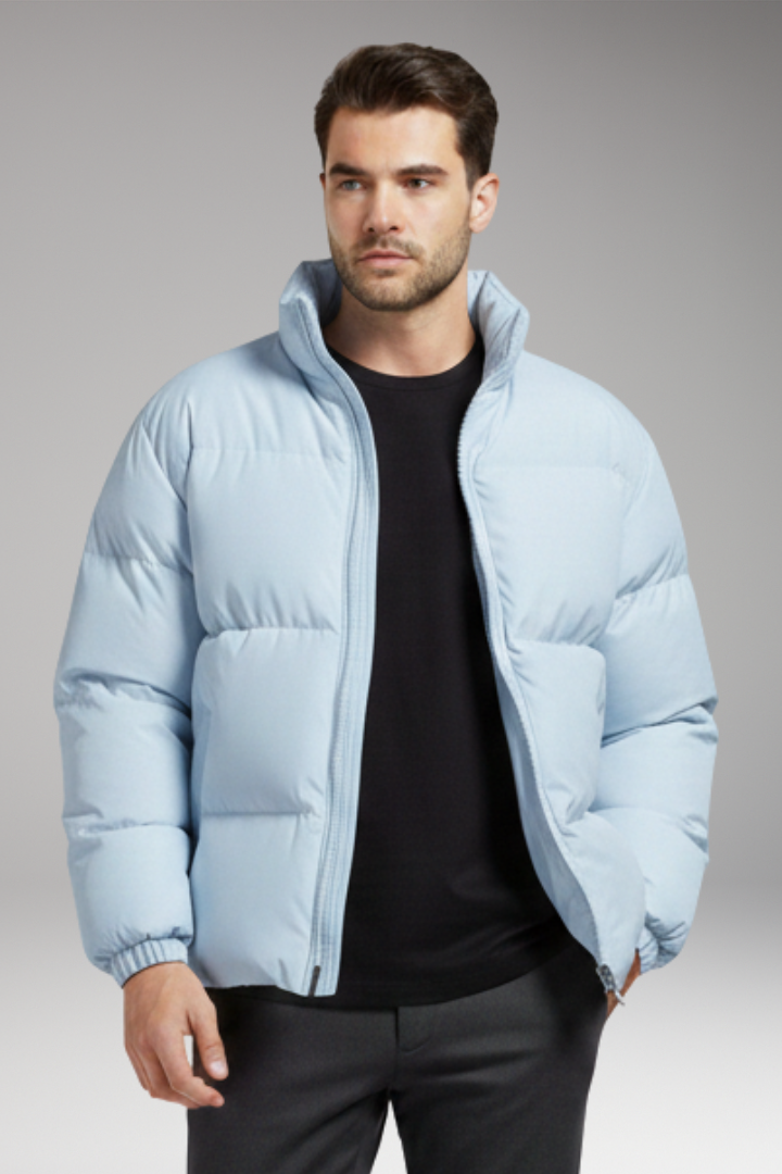 Men’s Jacket with Quilted Surface and Zipper Closure