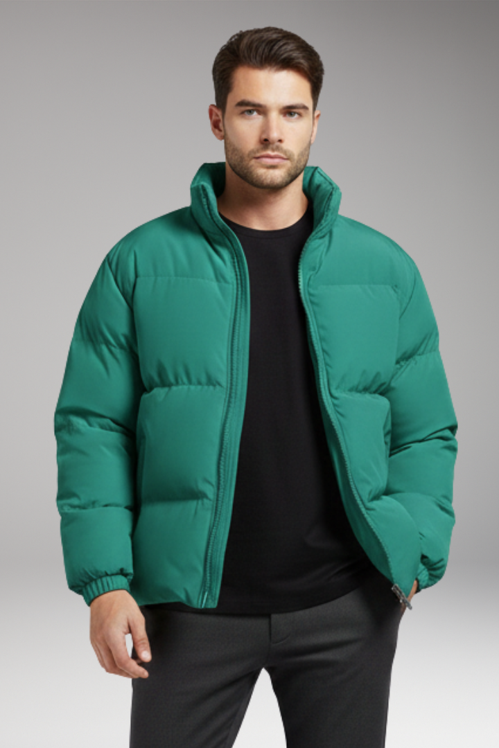Men’s Jacket with Quilted Surface and Zipper Closure