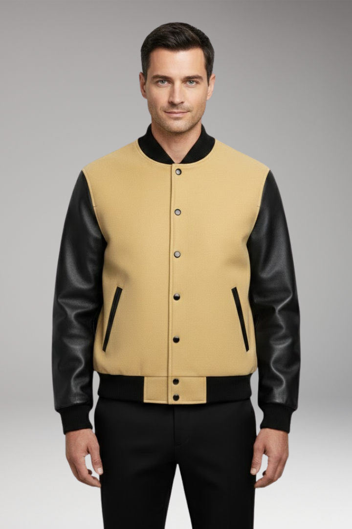 Men’s Jacket with Ribbed Trims and Side Pockets