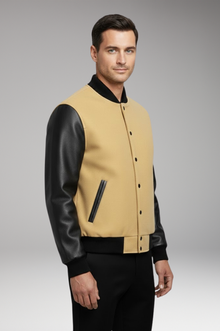 Men’s Jacket with Ribbed Trims and Side Pockets