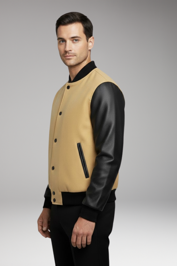 Men’s Jacket with Ribbed Trims and Side Pockets