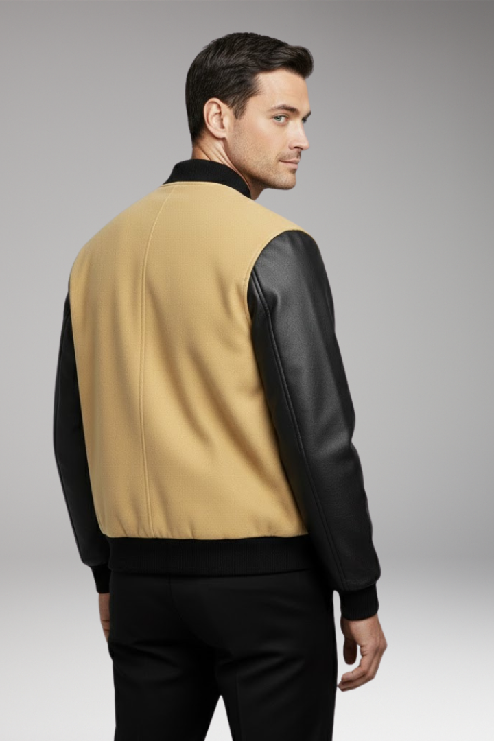 Men’s Jacket with Ribbed Trims and Side Pockets