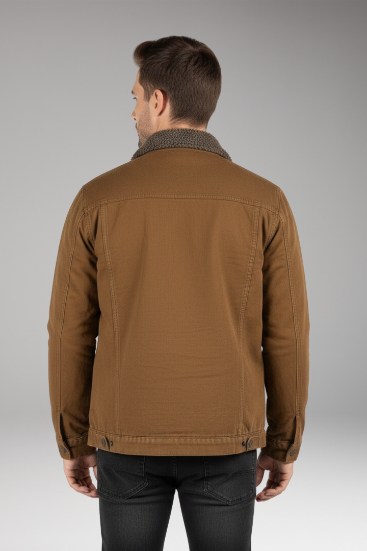 Men’s Jacket with Sherpa Lining and Woven Outer
