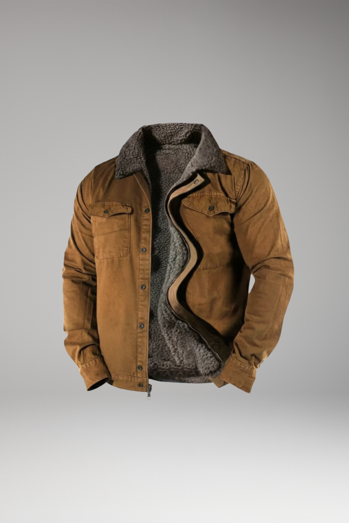 Men’s Jacket with Sherpa Lining and Woven Outer