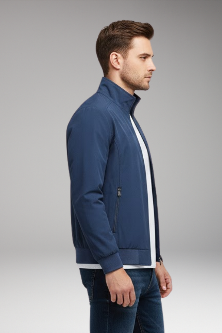 Men’s Jacket with Stand-Up Collar and Zip Closure