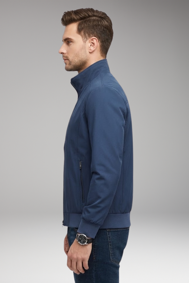 Men’s Jacket with Stand-Up Collar and Zip Closure