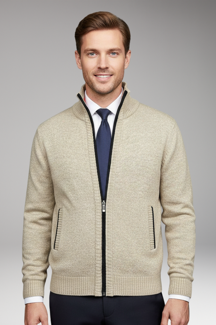 Men’s Jacket with Stand-Up Collar and Zip
