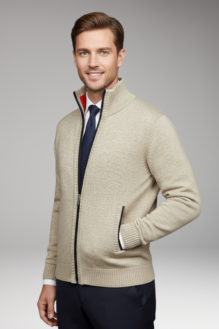 Men’s Jacket with Stand-Up Collar and Zip
