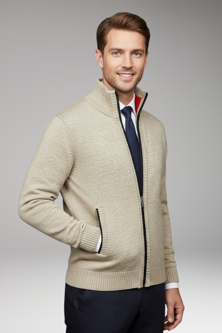 Men’s Jacket with Stand-Up Collar and Zip