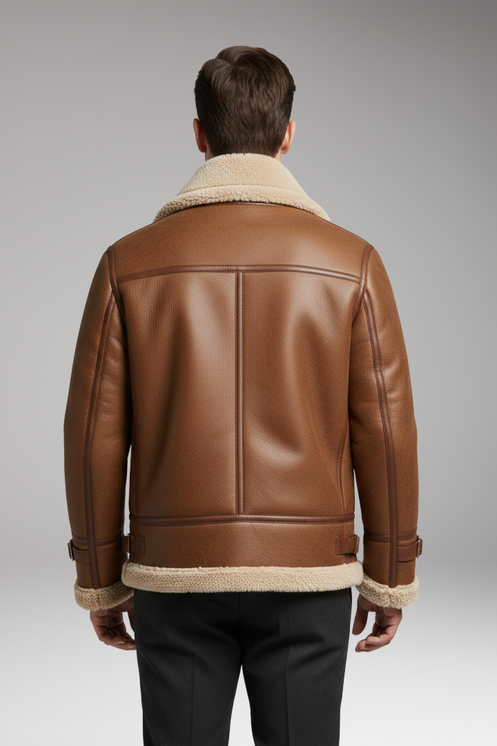 Men’s Jacket with Synthetic Collar and Front Zip