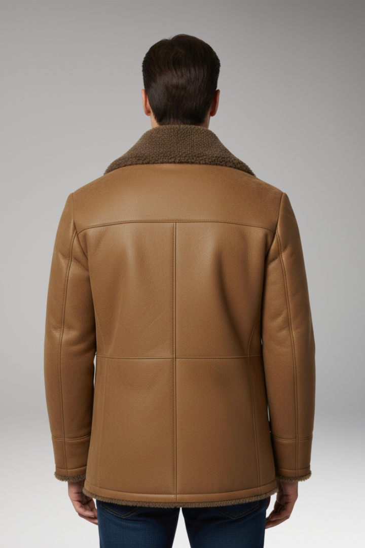 Men’s Jacket with Wide Collar and Fleece Lining