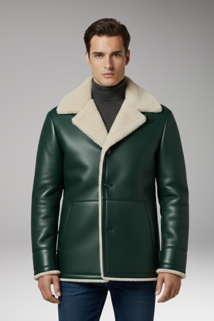 Men’s Jacket with Wide Collar and Fleece Lining