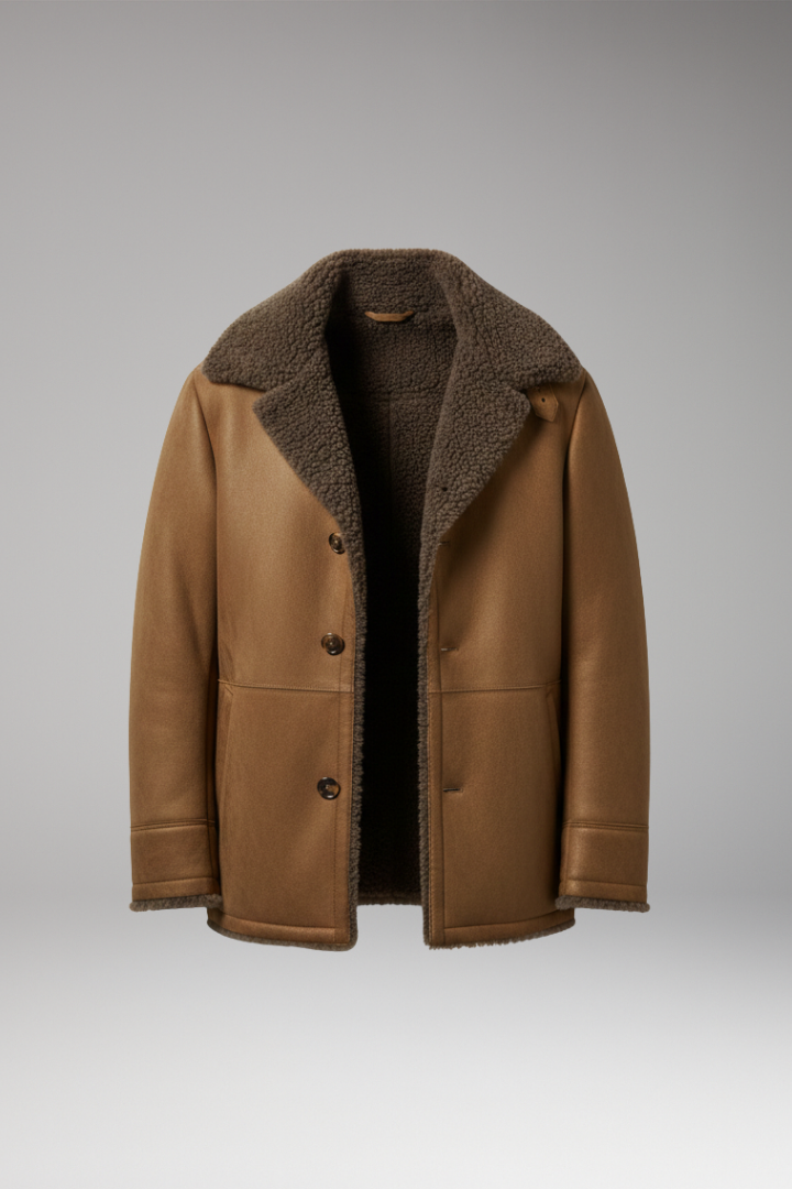 Men’s Jacket with Wide Collar and Fleece Lining