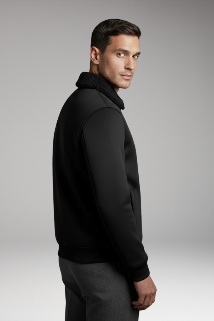 Men’s Jacket with Zip Closure and Ribbed Cuffs
