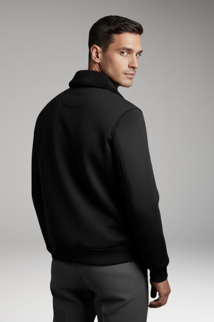 Men’s Jacket with Zip Closure and Ribbed Cuffs