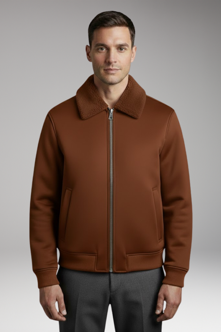 Men’s Jacket with Zip Closure and Ribbed Cuffs