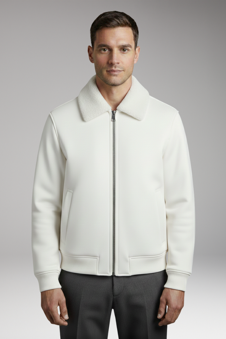 Men’s Jacket with Zip Closure and Ribbed Cuffs