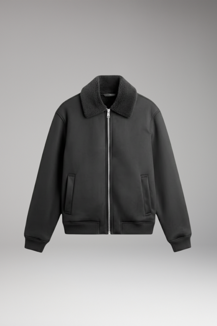 Men’s Jacket with Zip Closure and Ribbed Cuffs