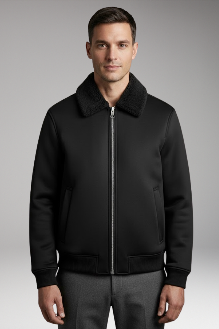 Men’s Jacket with Zip Closure and Ribbed Cuffs