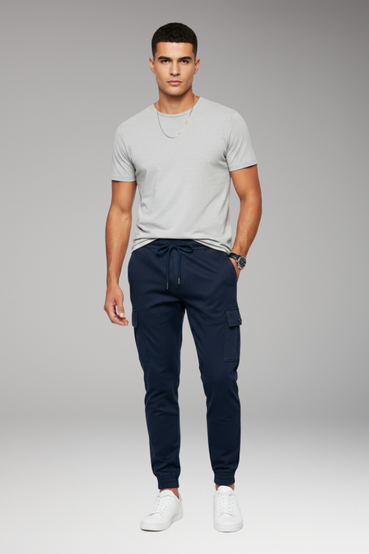 Men’s Jogger Trousers with Elastic Waist and Cargo Pockets