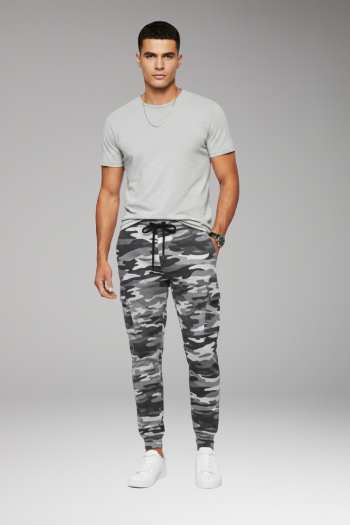 Men’s Jogger Trousers with Elastic Waist and Cargo Pockets