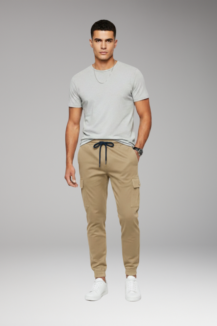 Men’s Jogger Trousers with Elastic Waist and Cargo Pockets