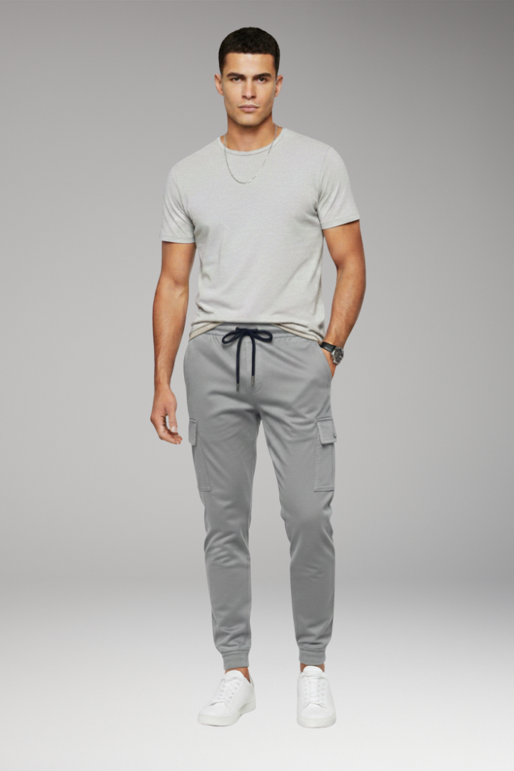 Men’s Jogger Trousers with Elastic Waist and Cargo Pockets
